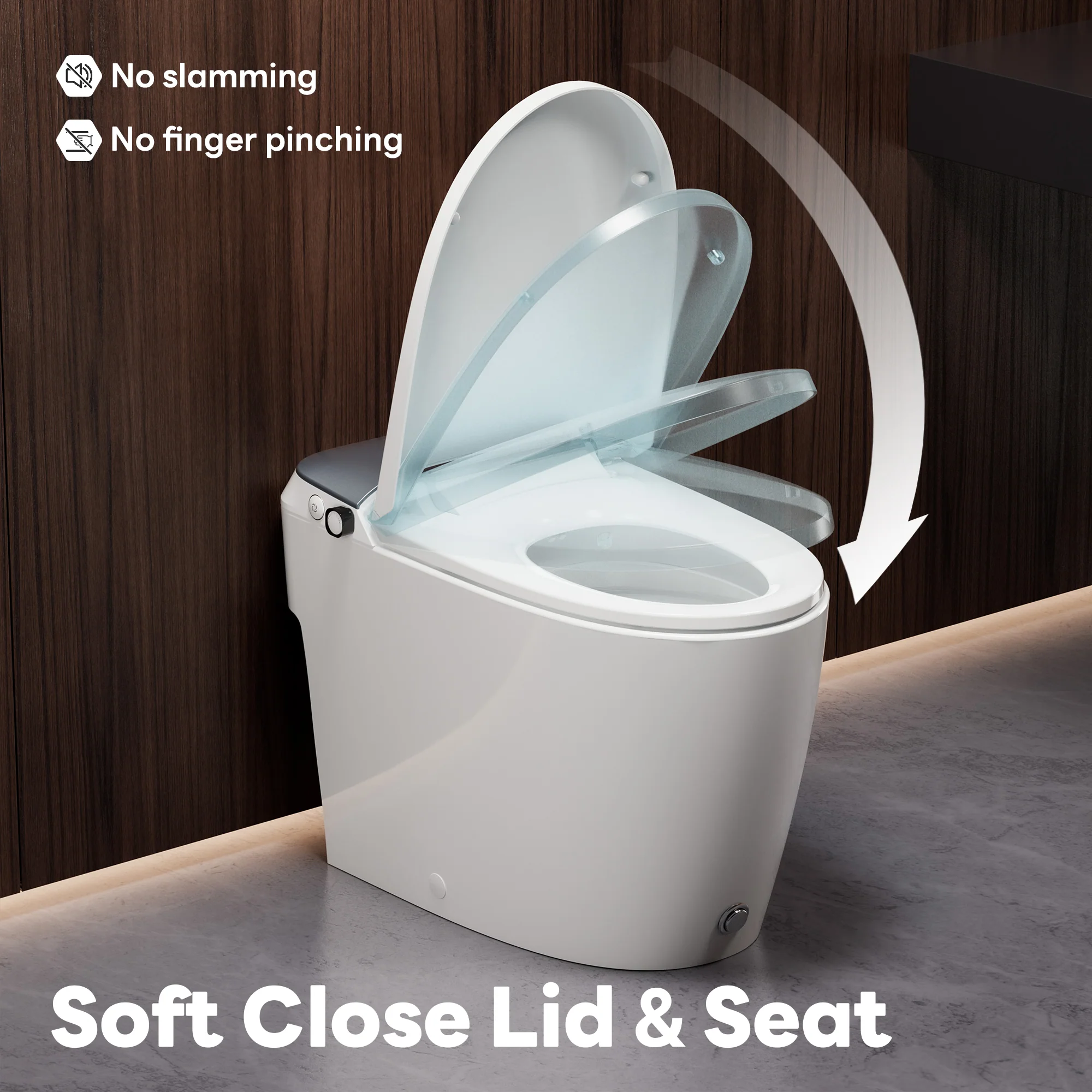 A100T Non-Electric Bidet Toilet, MAP 1000g Powerful Flush Smart Toilet with Lady/Rear Wash, Foot-kick Flush, ADA Comfort Seat Height (Power Free) - Image 3