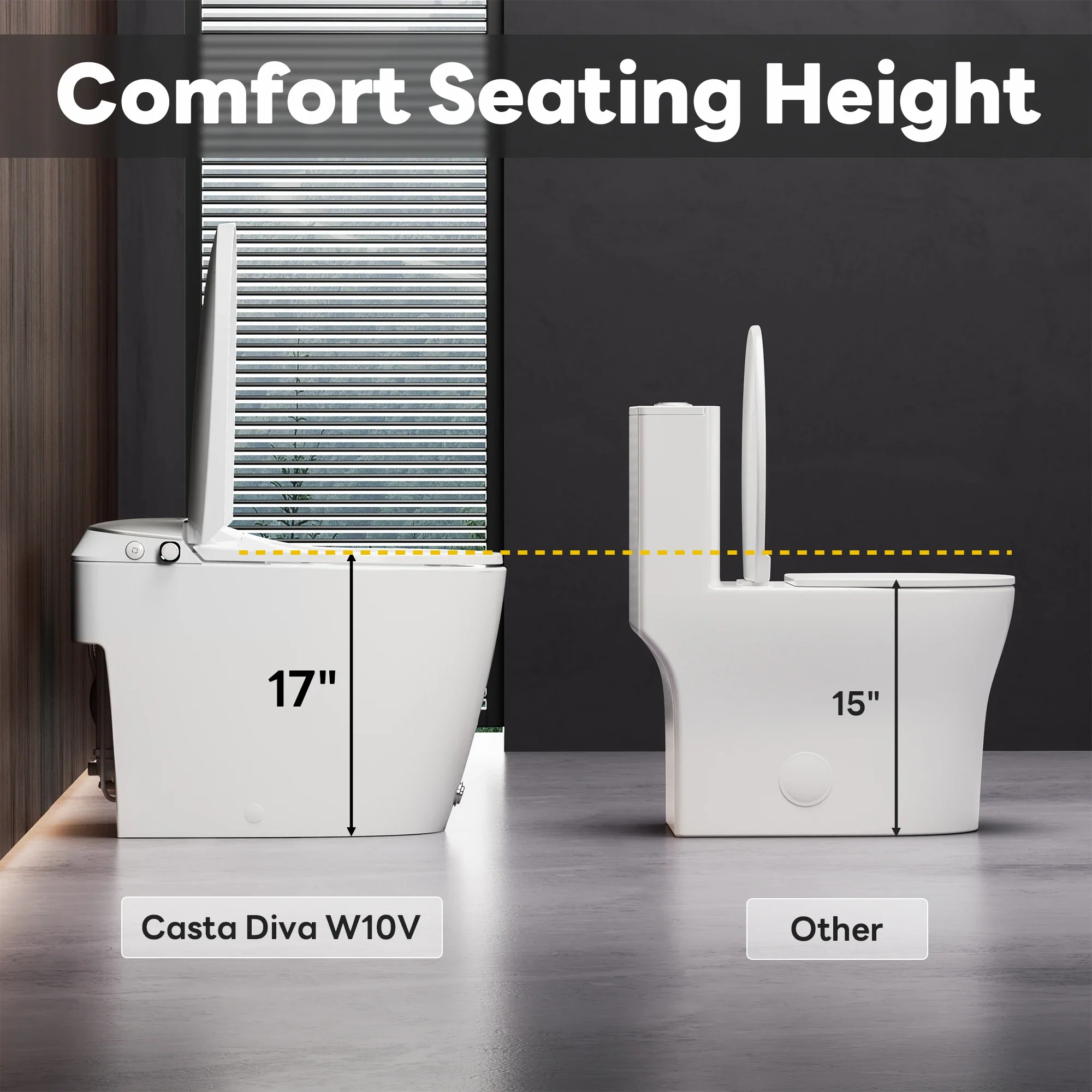 A100T-S Non-Electric Bidet Toilet, MAP 1000g Powerful Flush Smart Toilet with Lady/Rear Wash, Foot-kick Flush, ADA Comfort Seat Height (Power Free) - Image 11