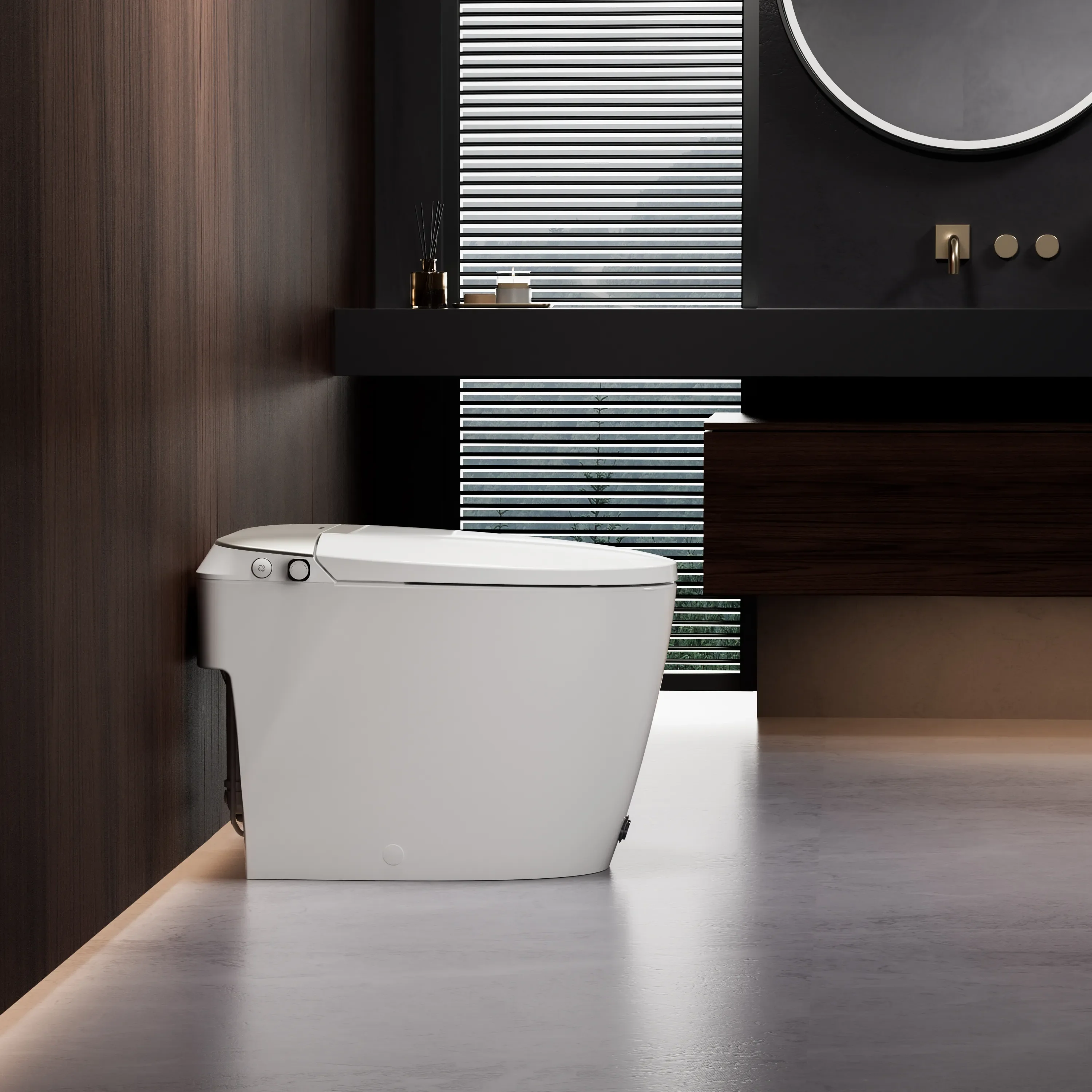 A100T-S Non-Electric Bidet Toilet, MAP 1000g Powerful Flush Smart Toilet with Lady/Rear Wash, Foot-kick Flush, ADA Comfort Seat Height (Power Free) - Image 2