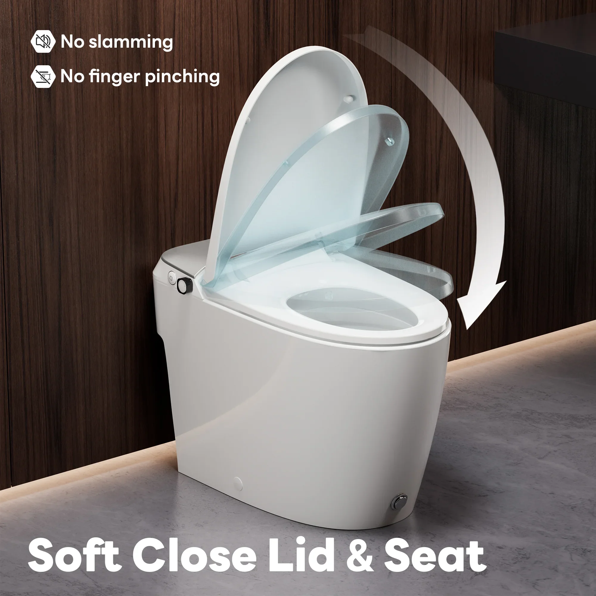 A100T-S Non-Electric Bidet Toilet, MAP 1000g Powerful Flush Smart Toilet with Lady/Rear Wash, Foot-kick Flush, ADA Comfort Seat Height (Power Free) - Image 5