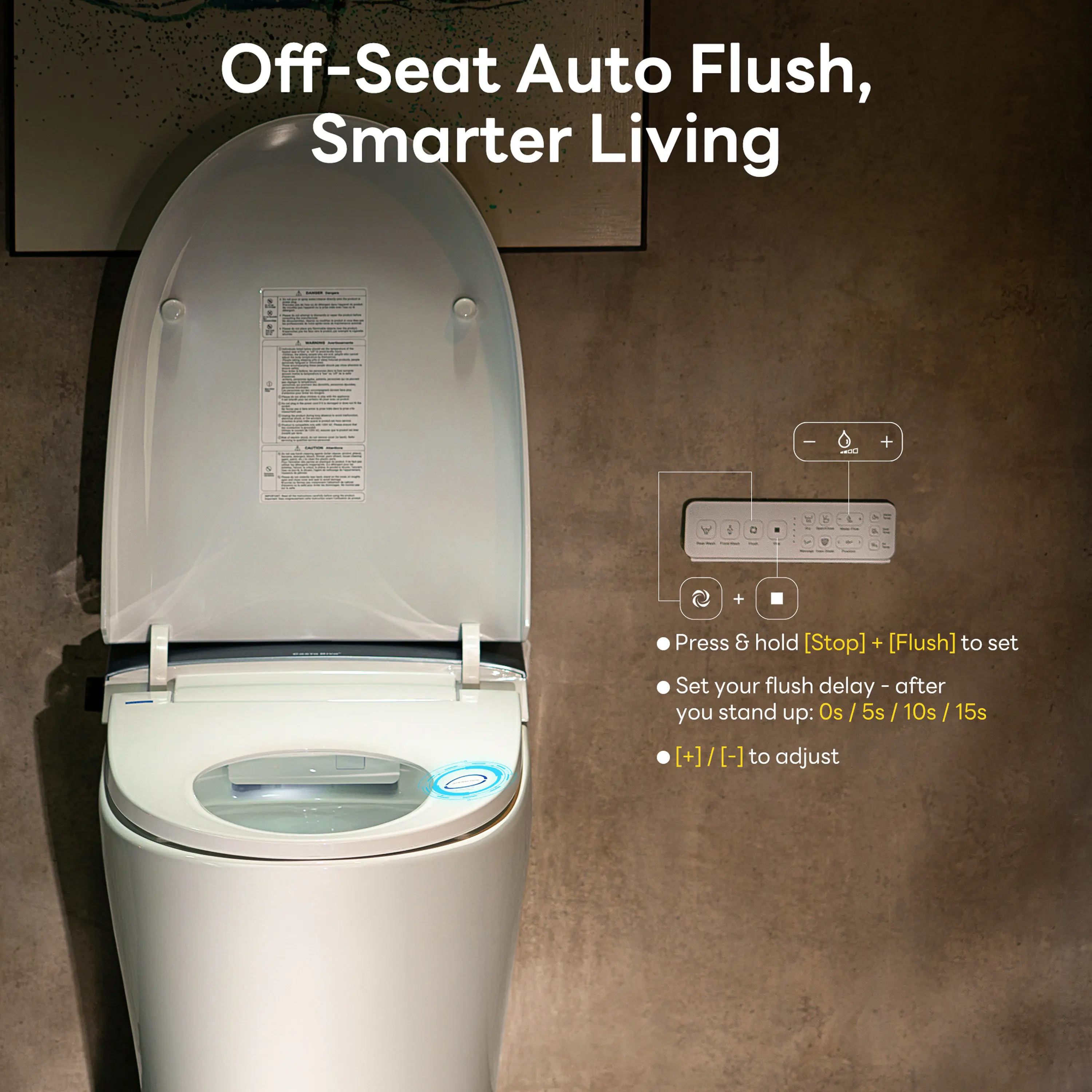 CASTA DIVA W10V-PRO - Smart Toilet with Air-Assisted Flush, Auto Open Lid, Foam Shield & UV Sterilization - Image 10
