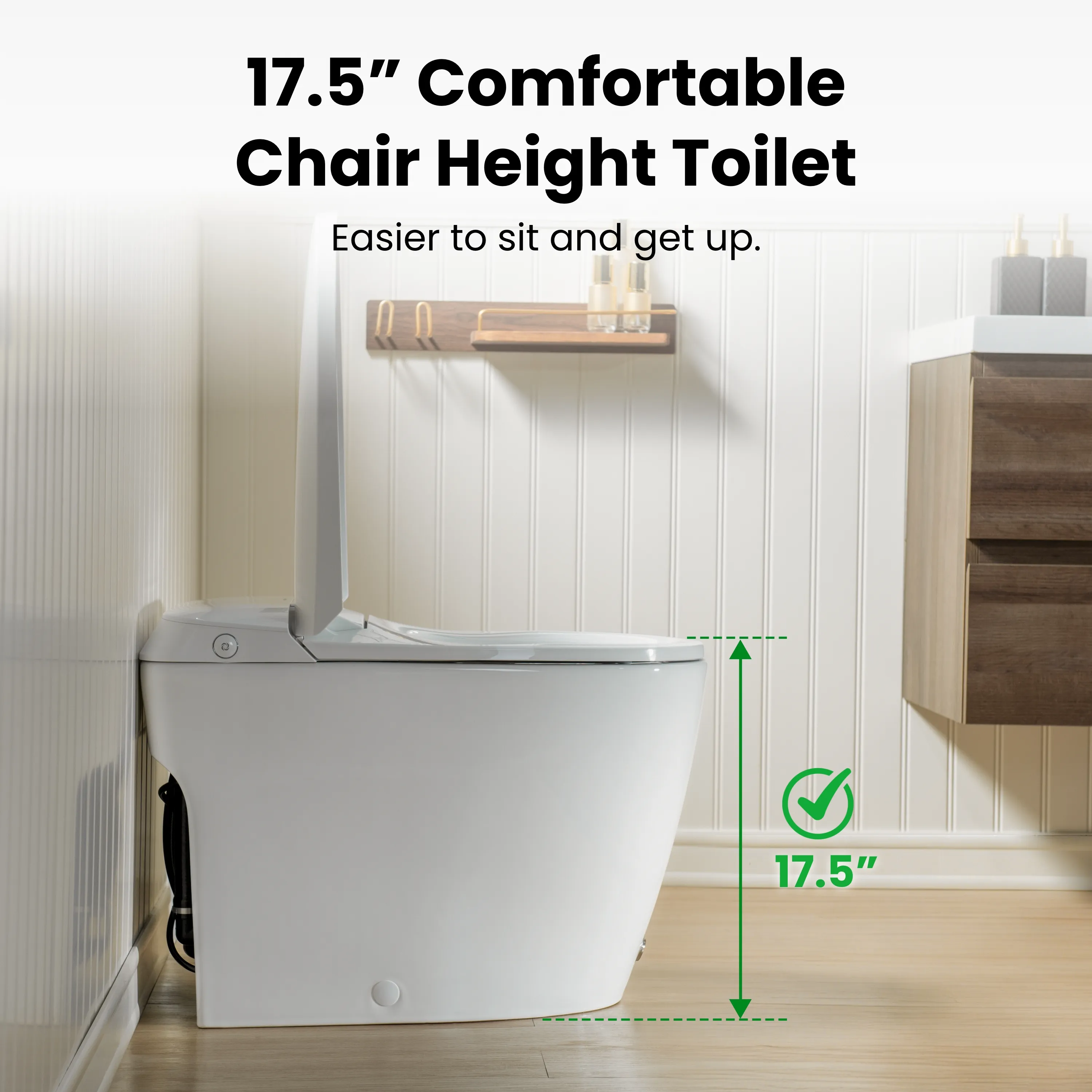 Modern One-Piece Toilet with Pressure-Assisted Flush, Hands-Free Foot Kick & Button Flush, 1.0 GPF WaterSense, 1000g MaP Flush, Soft Close Seat--A00W1 - Image 5