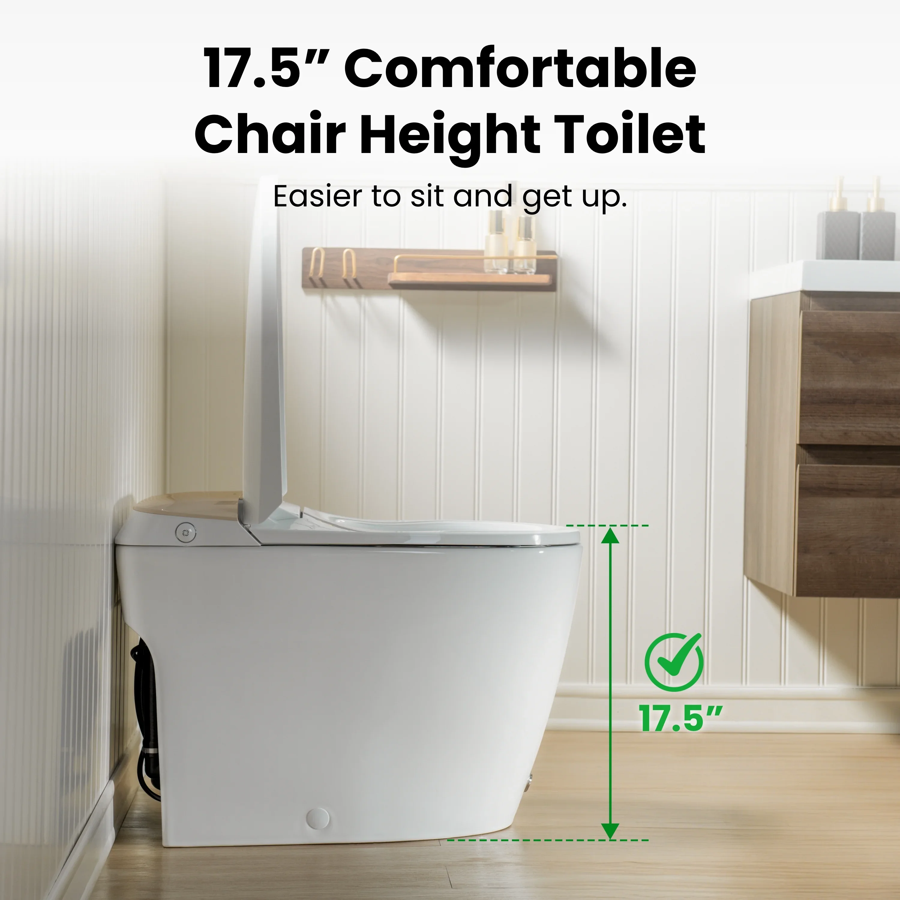 Modern One-Piece Toilet with Pressure-Assisted Flush, Hands-Free Foot Kick & Button Flush, 1.0 GPF WaterSense, 1000g MaP Flush, Soft Close Seat--A00W1-GO - Image 5