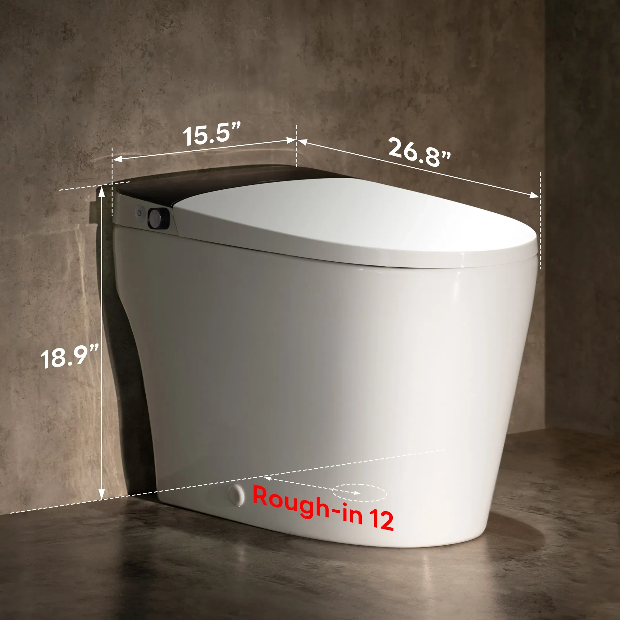 Smart Toilet with Bidet, Foam Shield, 4-Season Temperature, ADA Height, 1.0 Gallons Auto Flush, Heated Seat, Warm Water & Air Drying, Remote Control, Auto Deodorization, Blackout Flush, Night Light  A200T-S - Image 2