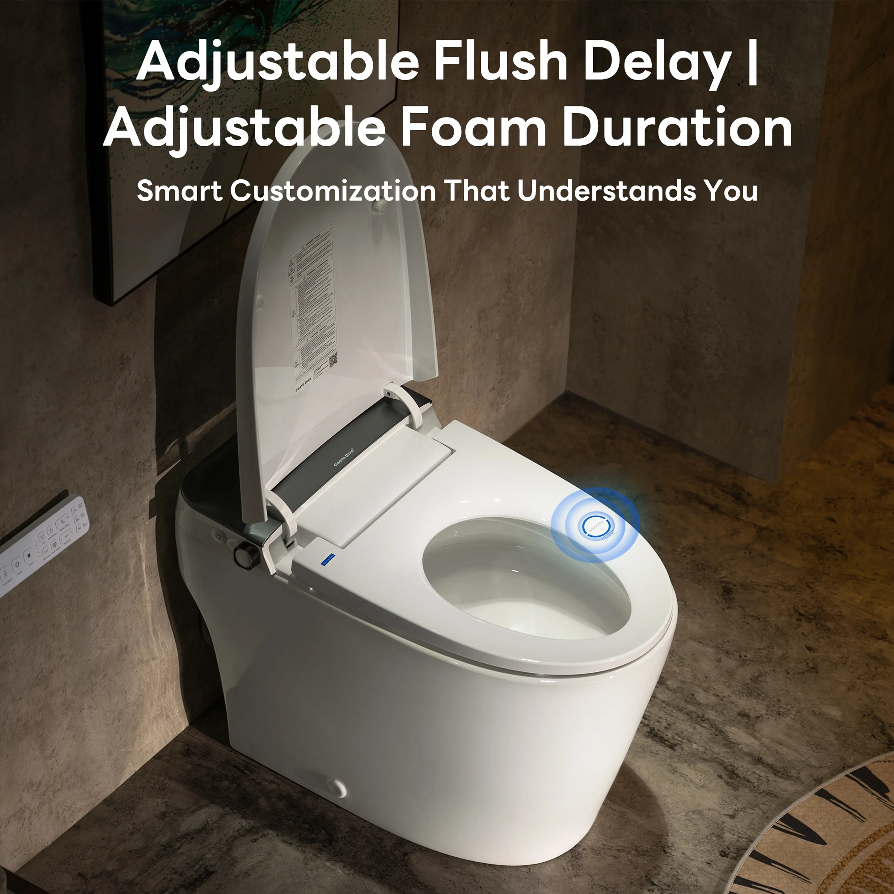 Smart Toilet with Bidet, Foam Shield, 4-Season Temperature, ADA Height, 1.0 Gallons Auto Flush, Heated Seat, Warm Water & Air Drying, Remote Control, Auto Deodorization, Blackout Flush, Night Light  A200T-S - Image 4