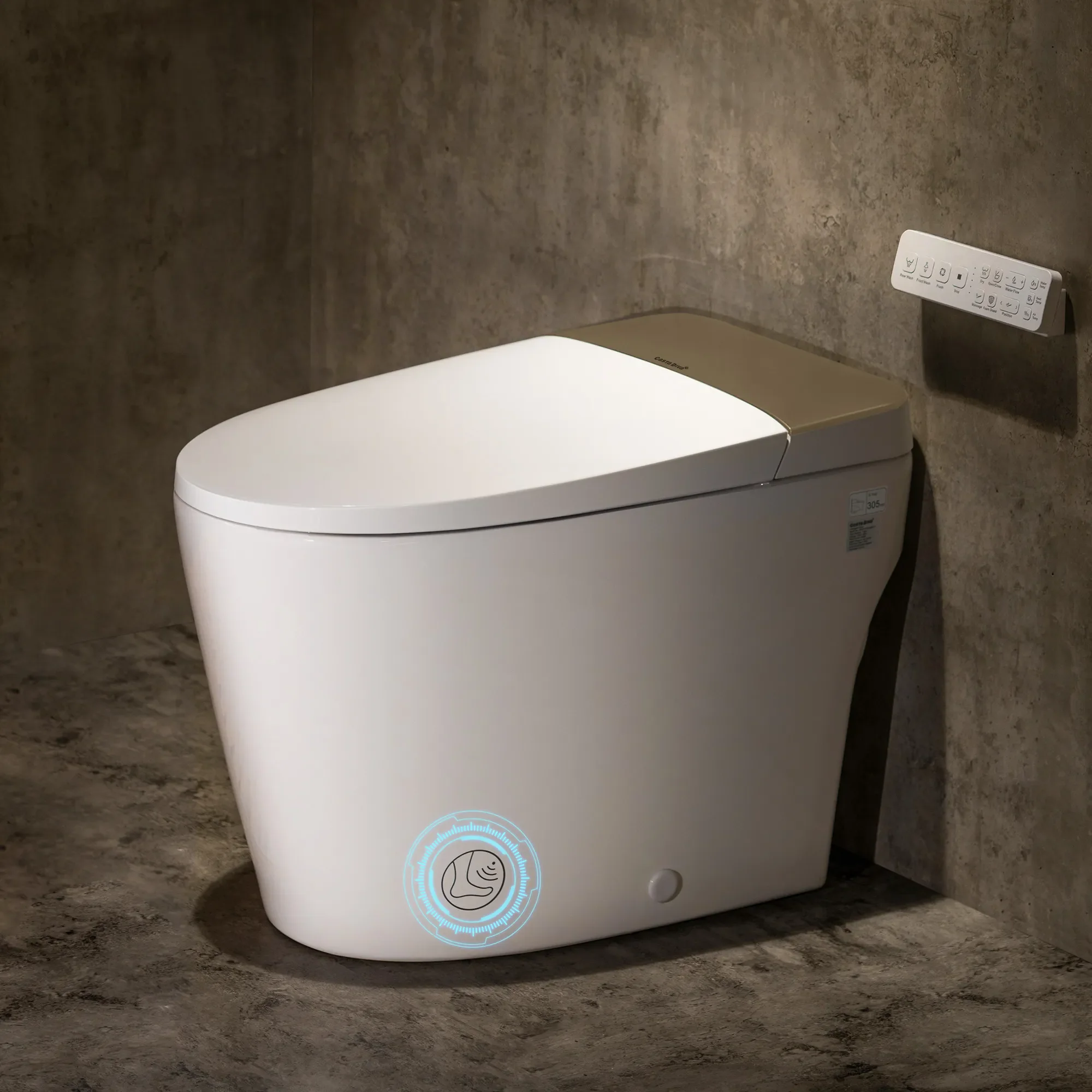 Smart Toilet with Bidet, Foam Shield, 4-Season Temperature, ADA Height, 1.0 Gallons Auto Flush, Heated Seat, Warm Water & Air Drying, Remote Control, Auto Deodorization, Blackout Flush, Night Light A200T-SG